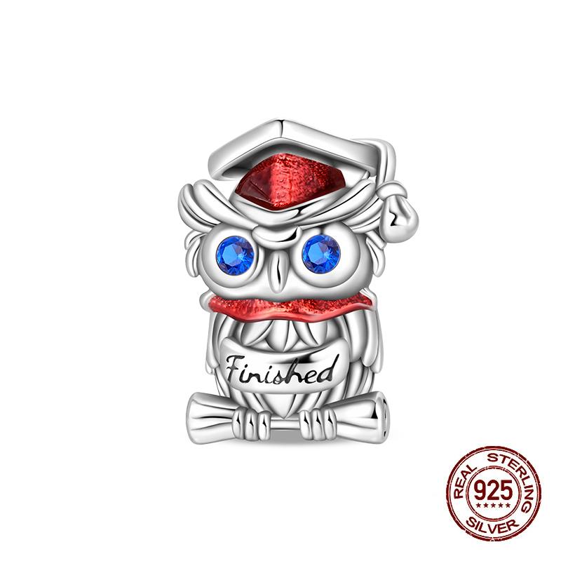 Copper Graduation Season Series Owl Bachelor'S Hat Charms Beads Suitable For 3Mm Original Design Bracelets DIY Style Jewelry