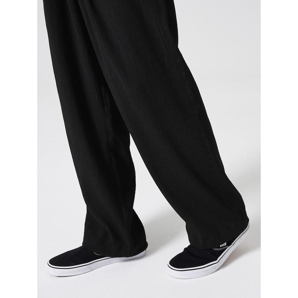8SECONDS Crease Semi-Wide Elastic Waist Slacks Black (424721Dy15)