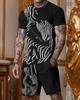 Karty do gry drukuj męska letnia odzież sportowa zestaw męski luźna koszulka + spodenki garnitur Plus rozmiar Streetwear strój dres męski