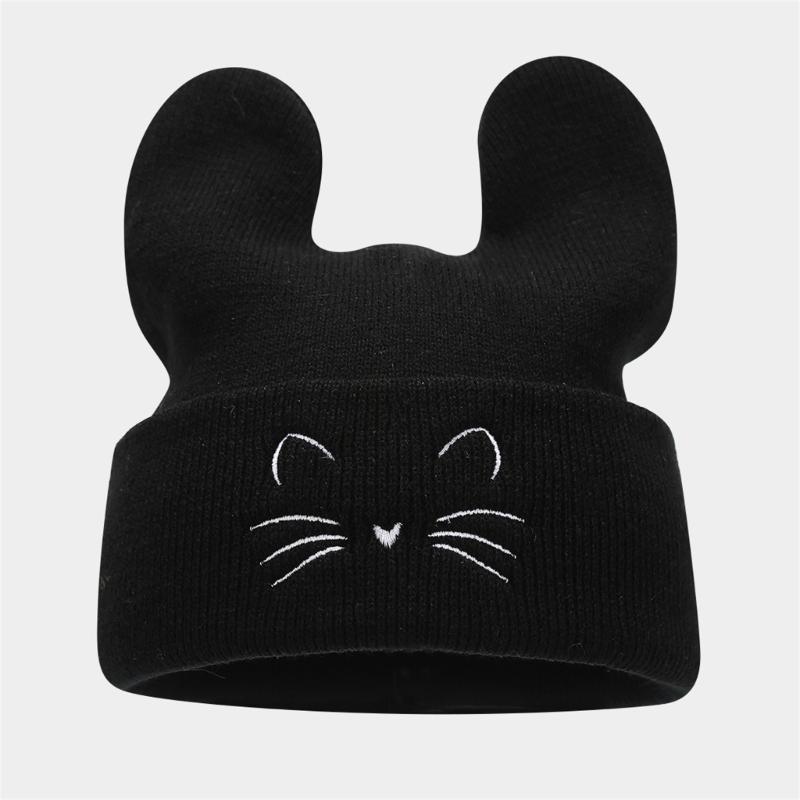 Fashion Knitted Hip Hop Skull Hat Unisex Headwear with Delicate Embroidered Cats for Trending Appeal