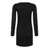 Women Fashion Casual Color Side Slit Sexy Slim Button Long-sleeved Knitted Dress