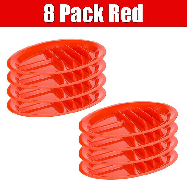 PGY 4/8 Packs Plastic Taco Plates for Party Large Taco Holder with 2 Dipping Areas Stand Up Divider for 3 Tacos Dishwasher Safe
