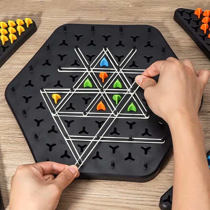 Triangle Link Chess Rubber Band Desktop Puzzle Toy For Children Multiplayer Interactive Family Game Enhances Logical Thinking