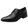 New Classic Men's Formal Shoes with Lace Up White Leather Shoes, Plus Size Pointed Business Casual Men's Wedding Formal Shoes