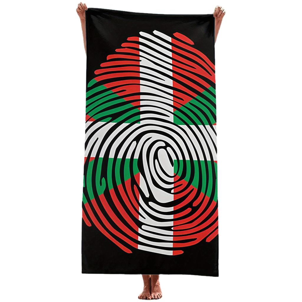 Basque Flag Fingerprint Beach Towel Single Sided 2D Soft Absorbent Microfiber Towel For Pool Beach Swimming Trending Unique Gift