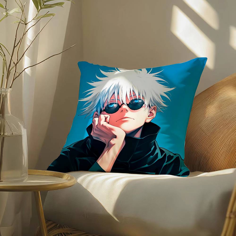 Cool Jujutsu Kaisen Gojo Satoru-S Pillow Case Silky Elegant Comfort Sofa Bed Invisible Zipper Beach Pillowcase