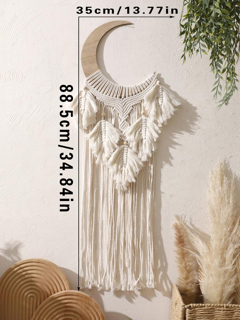 Handwoven Tapestry with 5 Tassels leaf Boho Bedroom Living Room Wall Decor Home Decor Children's Room Nursery Hanging Ornaments