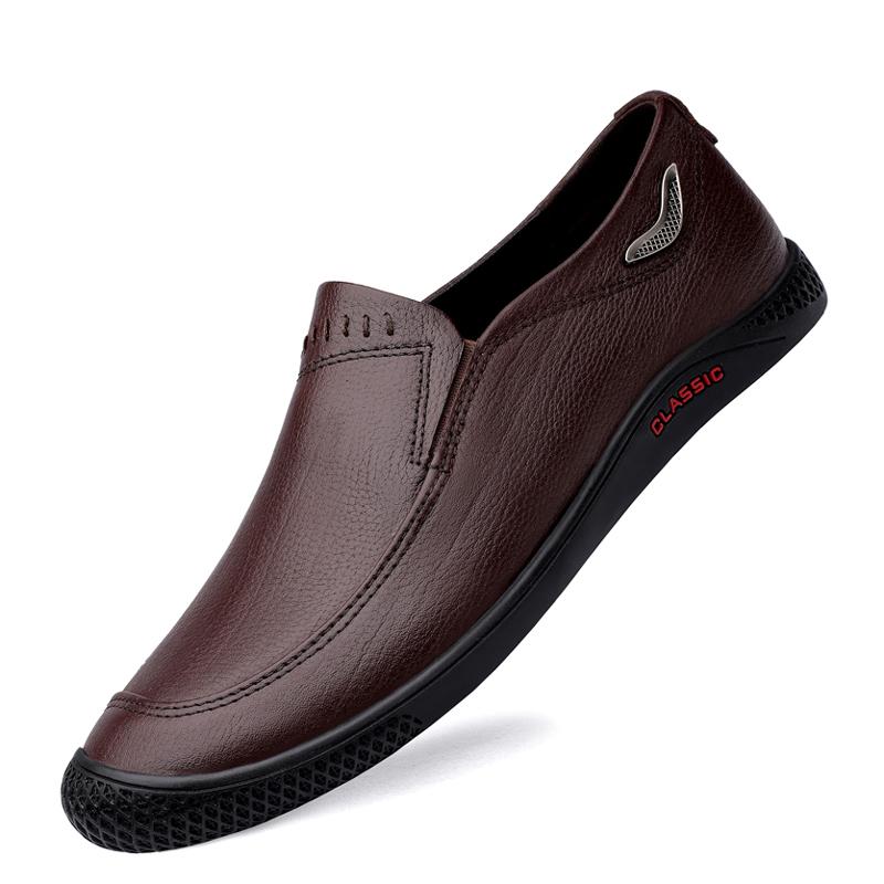 Fashion Italian Casual Shoes Men Brand Slip On Formal Luxury Shoes Men Loafers Moccasins Genuine Leather Black Driving Shoes Business
