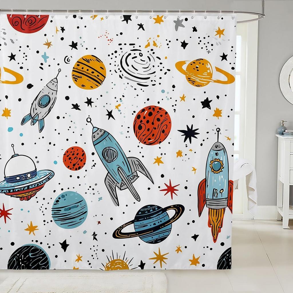 Shark Shower Curtain, 3D Shark Bath Curtain, Sea Animals Bathtub Shower Curtain Ocean Sea Wave Shower Stall Curtain Blue White