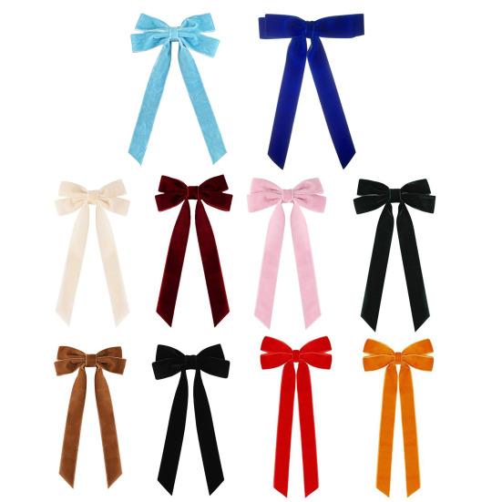 10 Pcs Velvet Christmas Bows 5" X 10" Vintage Ribbon Bow Christmas Tree Ornaments Rustic Crafts Gift Bows for Tree Wreath Garland Holiday Decor