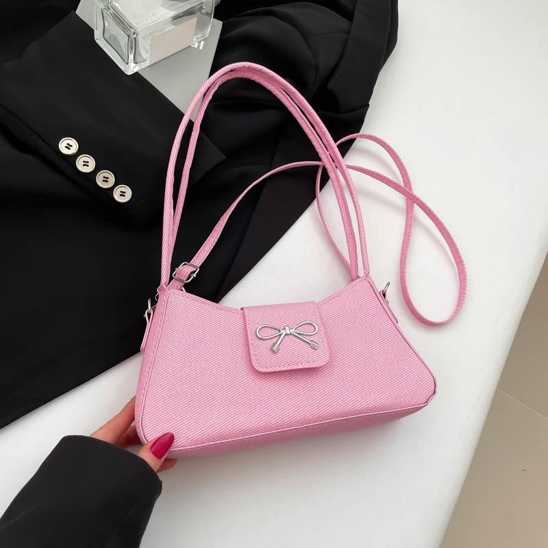 Bow Foreign Style Niche High-end Baguette Bag 2025 Spring New Women's Bag Fashion Single Shoulder Casual Armpit Bag
