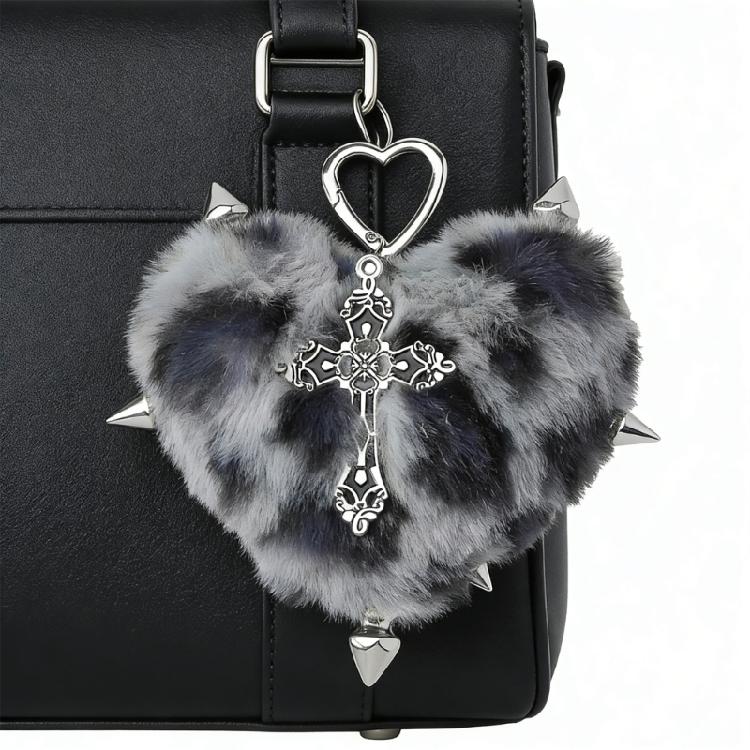 Unique Y2K Themed Fuzzy Keychain With Winged Heart Charm Delicate Keyrings Pendant Accessory For Bags And Keys