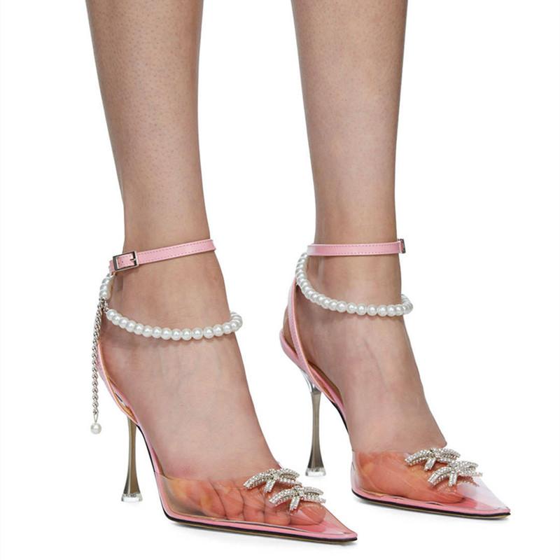Fashion Clearance!!! Fashion Women Pumps Sandals Summer Sexy Slingback High Heels Rhinestones Elegant Pointed Toe Party Wedding Shoes