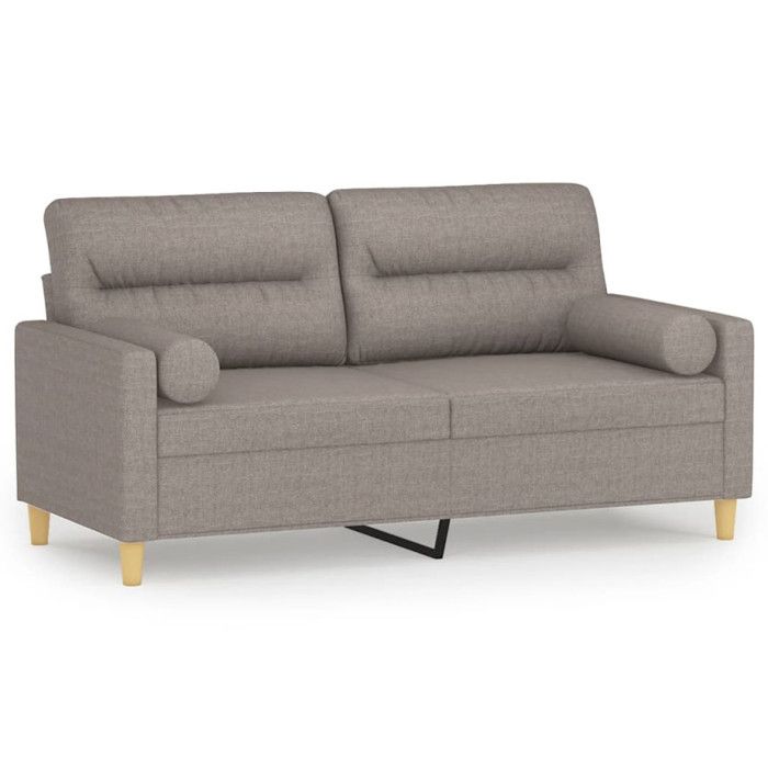 VidaXL Canapé 2 places avec oreillers décoratifs taupe 140 cm tissu, canapé, causeuse, canapé de salon, canapés, canapé 3200828