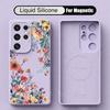 Cartoon Daisies Flowers Liquid Silicone Case For Samsung S26 Ultra S25 S24 Plus S23 S22 Ultra Magnetic For Magsafe Soft Cover