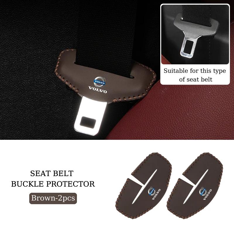 Protezione fibbia cintura di sicurezza interna auto Tappetino in pelle antigraffio per Volvo XC40 XC60 XC70 XC90 V40 V60 V90 S60 S80 S90