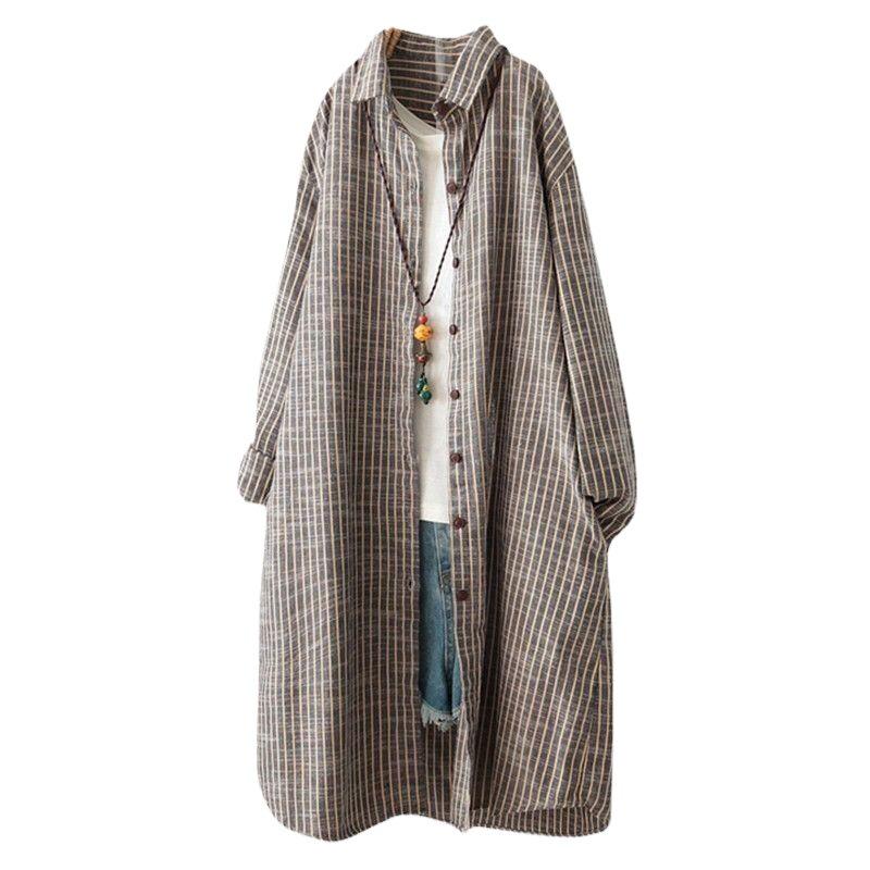 2024 Spring/Fall Women's Loose Striped Cardigan - Korean Design Long Sleeve Jacket