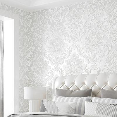 European 3D Relief Embossed Damask Wallpaper Bedroom Living Room Background Floral Pattern 3D Textured Wall Paper Home Decor