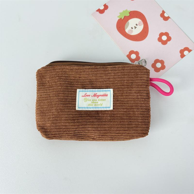 2026 New Corduroy Zero Wallet Solid Color Portable Pocket Wallet Zipper Coin Purse Card Bag Key Earphones Lipstick Case