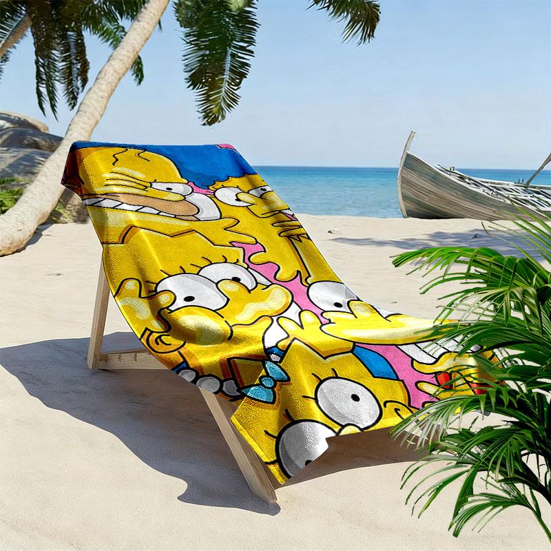 The Simpsons Cartoon Poster Print Beach Towel, Large Soft Quick Dry Towel for Beach Camping Swimming