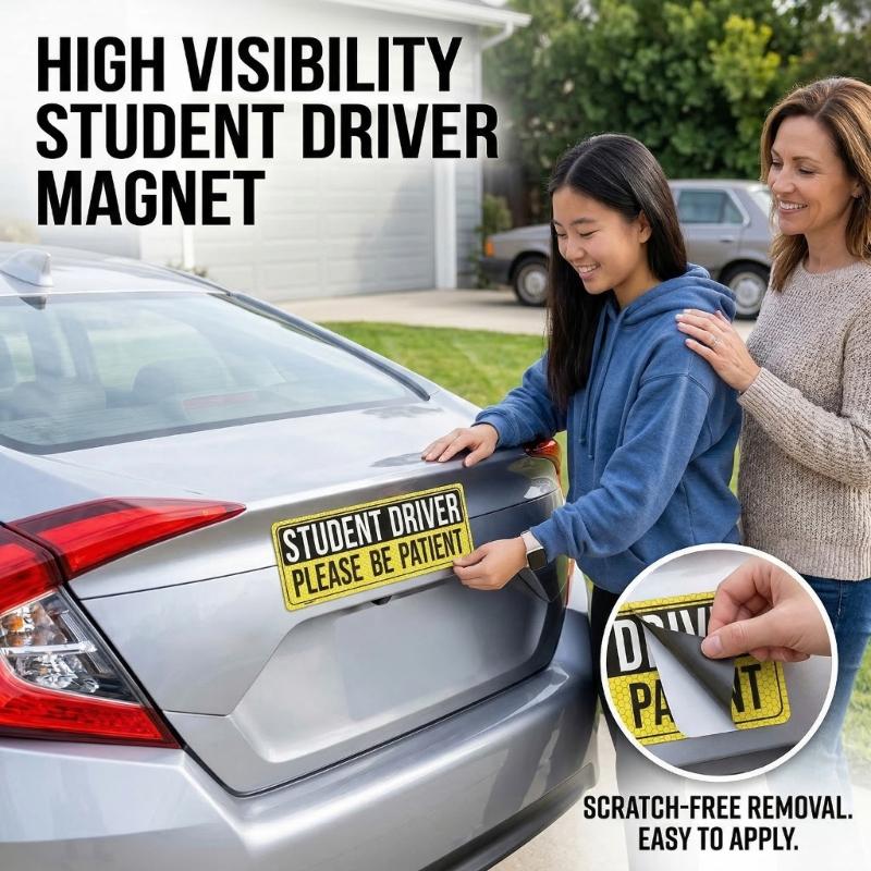 High Visibility Magnetic Car Sticker Exterior Accessories for Beginner Drivers PVC Construction Fit Any Vehicle Type