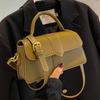 Olive Green PU Leather Patchwork Handbag For Women Flip Cover Crossbody Bag With Top Handle Casual Daily Shoulder Bag