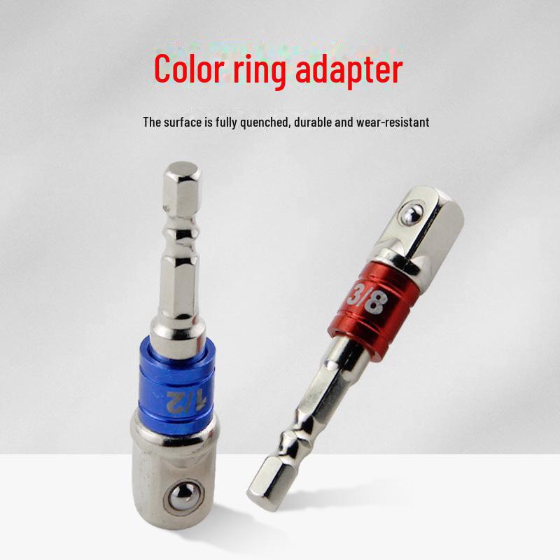 Hexagonal To Square Rod Quick Conversion Sleeve for Hand Drill, with Anti-drop Steel Ball Connector for Batch Heads.