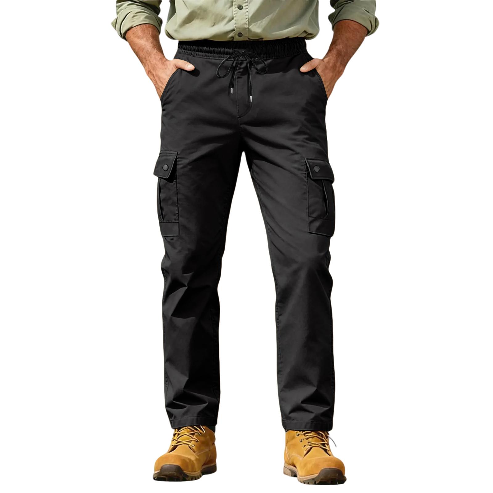 

Мужские брюки для работы свободного кроя, стрейч, с поясом на кулиске M чёрный