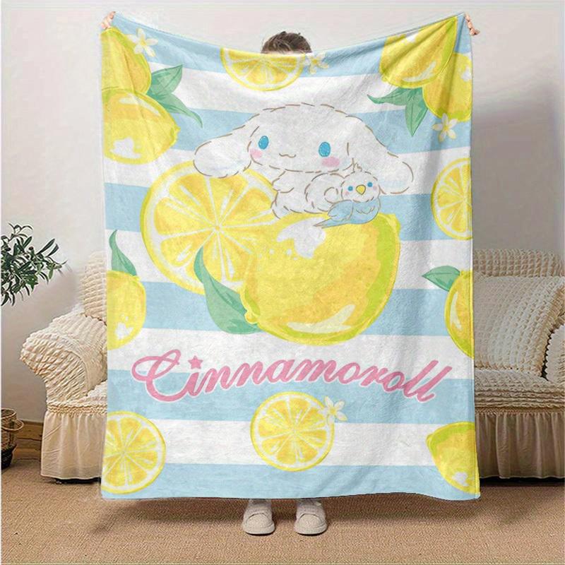 

1pc, Sanrio Cute Cinnamoroll Lemon Home Decor Blanket: Perfect Gift for Bedroom, Living Room, Travel, Camping, Car, Beach, Office Nap. Soft Flannel Th 130x150cm
