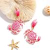 New Design Pink Crab Dangle Earrings Women Cute Enamel Ocean Animal Crab Earrings Beach Vacation Accessory Party Jewelry Gifts
