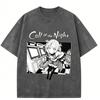 Amante de Anime Call Of The Night Camiseta Lavada Roupa para o ano todo alta qualidade personalidade Roupas Tamanho Plus Unisex Novo Modelo Camiseta para Casais