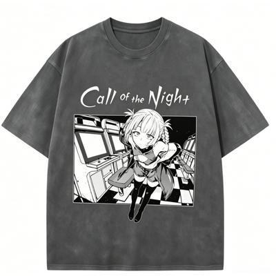 Call Of The Night Anime Lover Washed T-shirt Year Round Clothing High Quality Personality Clothes Plus Size Unisex New Model Couples Tee