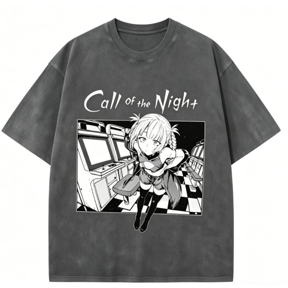 Call Of The Night Anime Lover Washed T-shirt Year Round Clothing High Quality Personality Clothes Plus Size Unisex New Model Couples Tee