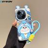 KEYSION Cute Ear Cartoon Case for TECNO Spark Go 1 1S Go 2025 with Lanyard Soft Silicone+PC Shockproof Phone Cover for Pop 9 4G