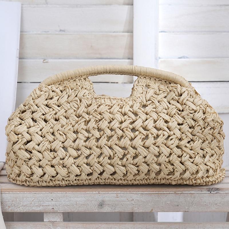 Elegante Damen Kettengewebte Handtasche Stroh Schultertasche Modische Raffia Crossbody Strandtasche Sommer Neu Vielseitige Damen Tasche