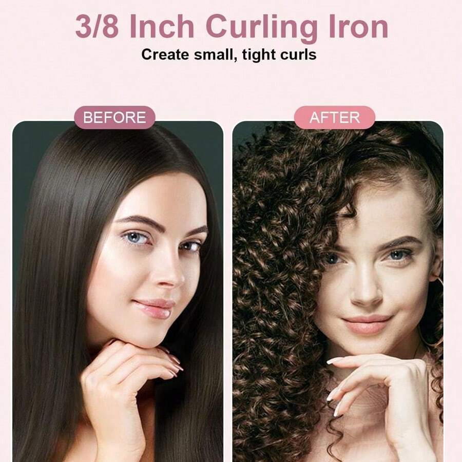 9mm Mini Hair Curler, Men And Women Corn Curly Hair, Single-Button Control, 2 Heat Settings, With 1 Heatproof Glove