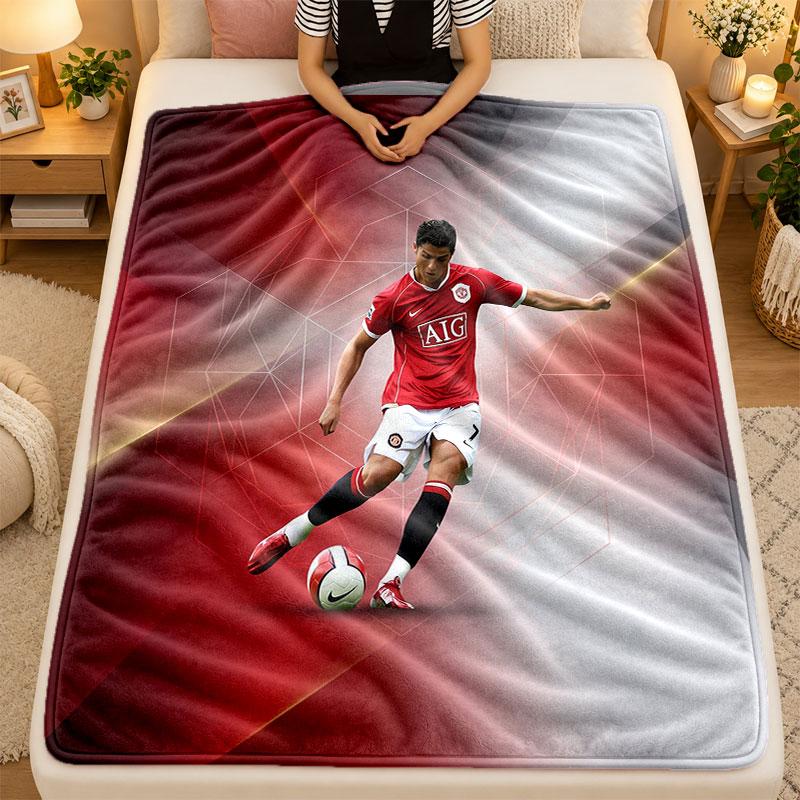Flannel BlanketCristiano Ronaldo Warm Soft Throw Blanket for Indoor Sofa Bed Living Room Use