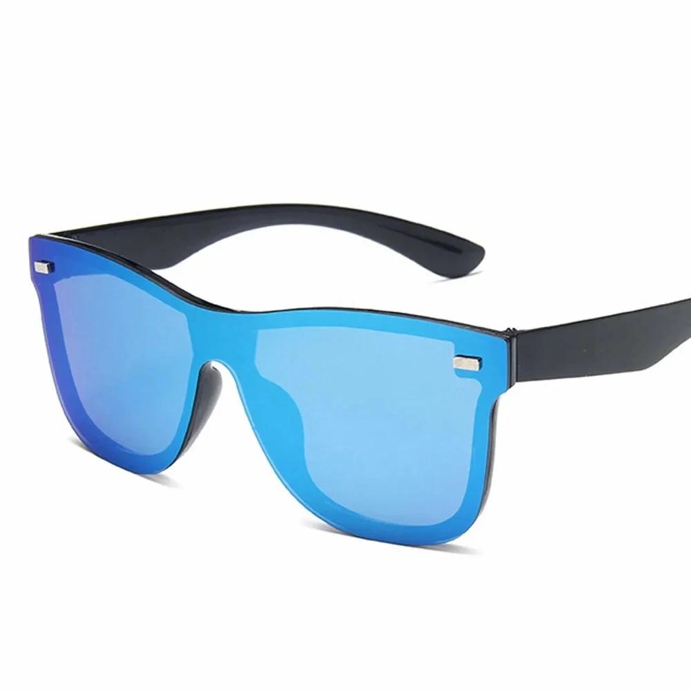 New Fashion Sunglasses One Piece Trend Personality Eyeglass Brand Design Protection Reflective Frameless Sunglassess UV400