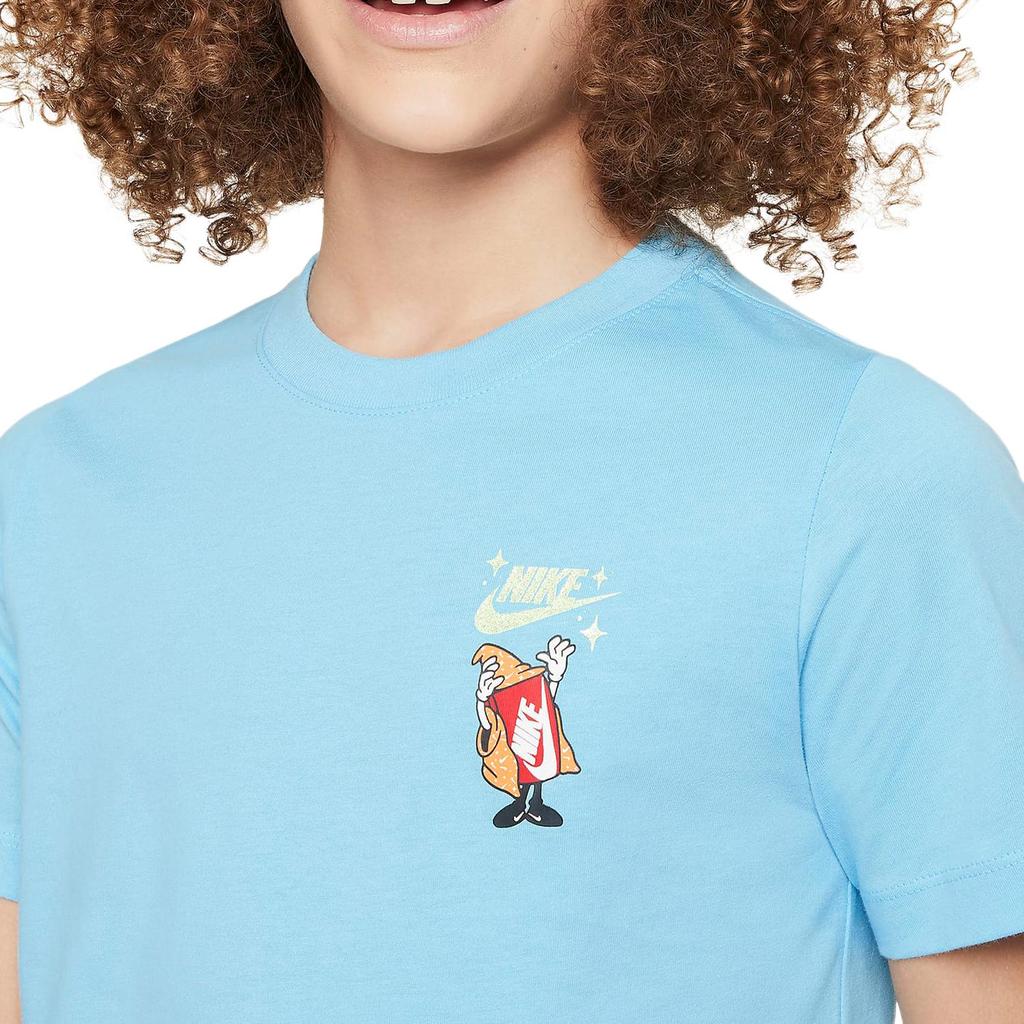 Nike T-Shirt Printed Letter Anime Round Neck Short Sleeve Kids Tops Blue FN9616-407