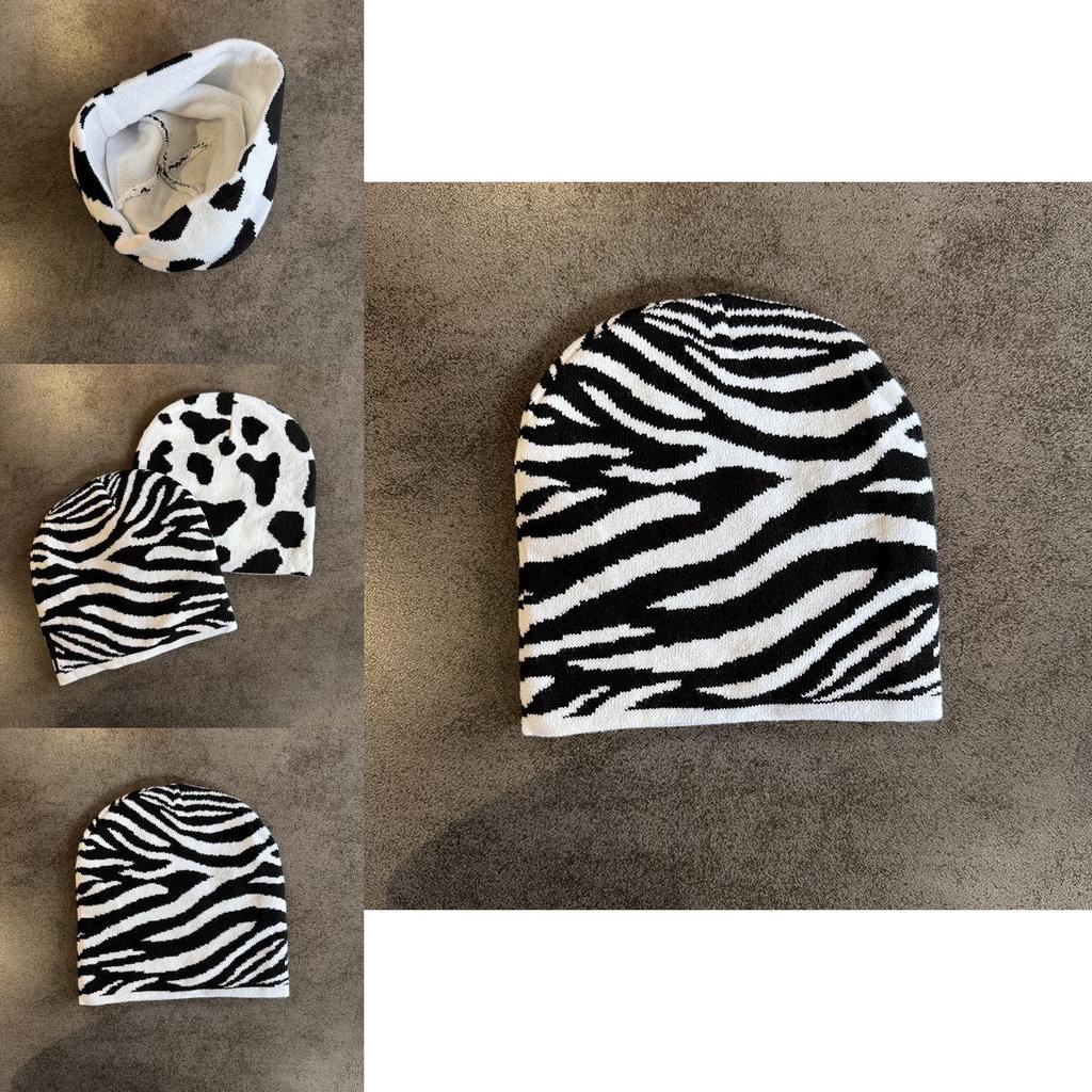 Zebra Pattern Knit Beanie For Winter And Fall Warmth With Stylish High Top Fit For Men And Women