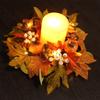 30cm Artificial Maple Leaves Candle Ring Candle Wreath Ring for Thanksgiving Centerpiece Table Decoration