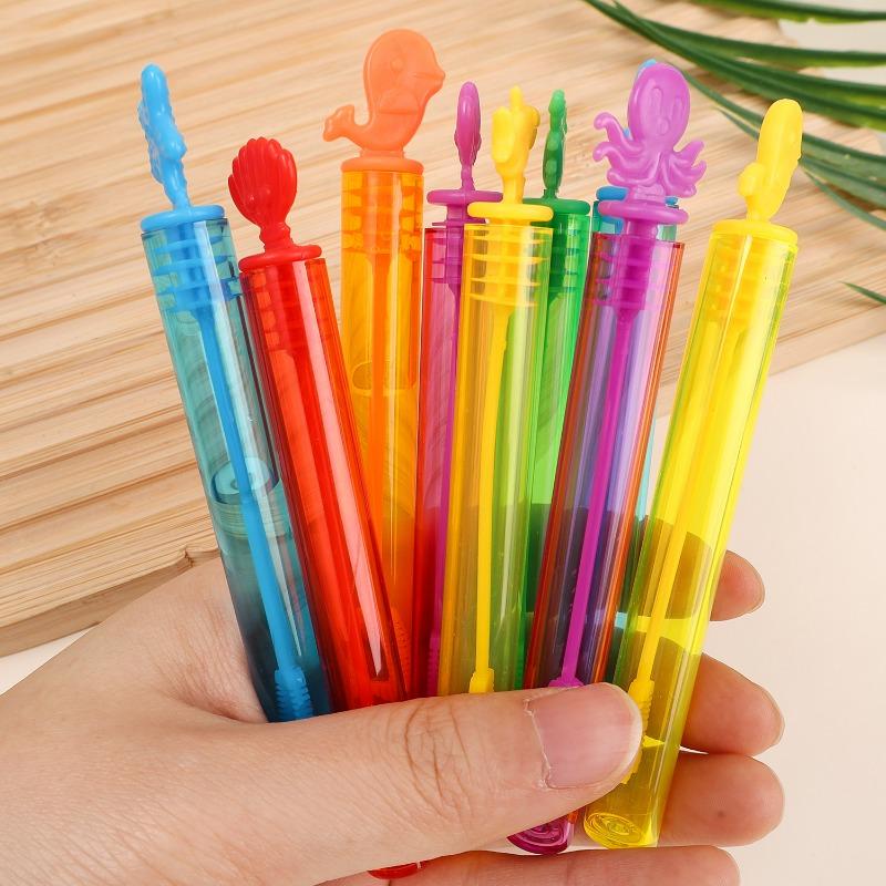 12/60x Marine Animal Mini Bubble Wands Summer Outdoor Gift Beach Toys or Indoor Bath Themed Birthday Party Colorful Bubble Stick