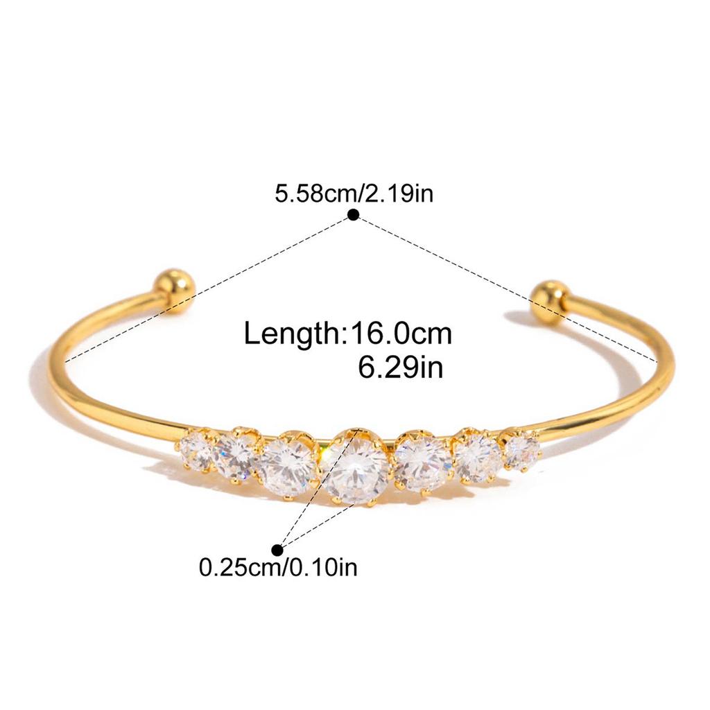 Yori Shiny Cubic Zirconia Stainless Steel Open Bracelet Bangle 18K Gold Plated Fashion Women Trendy Jewelry Bijoux