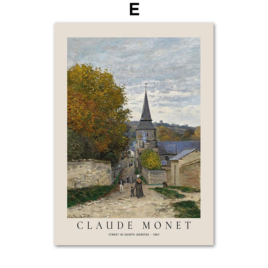 Claude Monet Abstract Retro Impressionist Wall Art, Canvas Nordic Posters and Prints, Wall Pictures for Living Room Decor