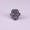 Adjustable Open Ring Men Women Vintage Distressed Face Design Copper Plated Geometric Statement