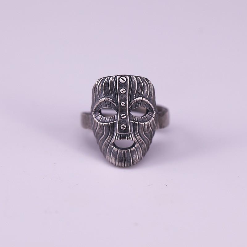 Adjustable Open Ring Men Women Vintage Distressed Face Design Copper Plated Geometric Statement