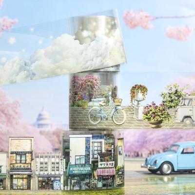 1 Roll Street View PET Tape For Scrapbooking DIY Journal Stickers Collage Art Phone Case Notebook Decoration Gift Craft Supplies