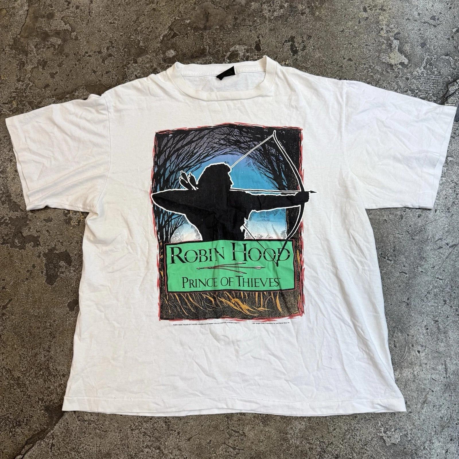 

Vintage 1991 Robin Hood Prince If Thieves Movie Promo Size XL White Shirt 3XL