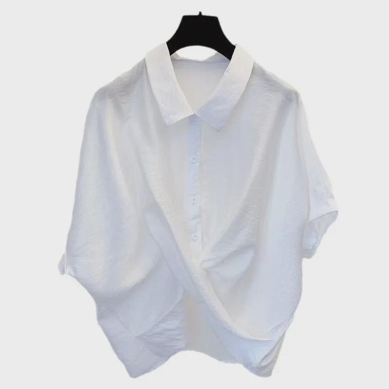 Women's 2024 Summer Loose Fit Korean Style Irregular Slimming Plus Size Top