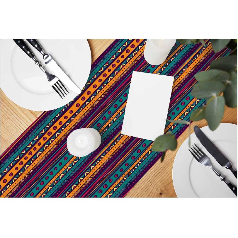 HOSNYE Table Runner Brown Leopard Pattern,Cotton Linen Table Runner Decoration for Kitchen Family Dinner Table Holiday Party Farmhouse Style 13 x 72